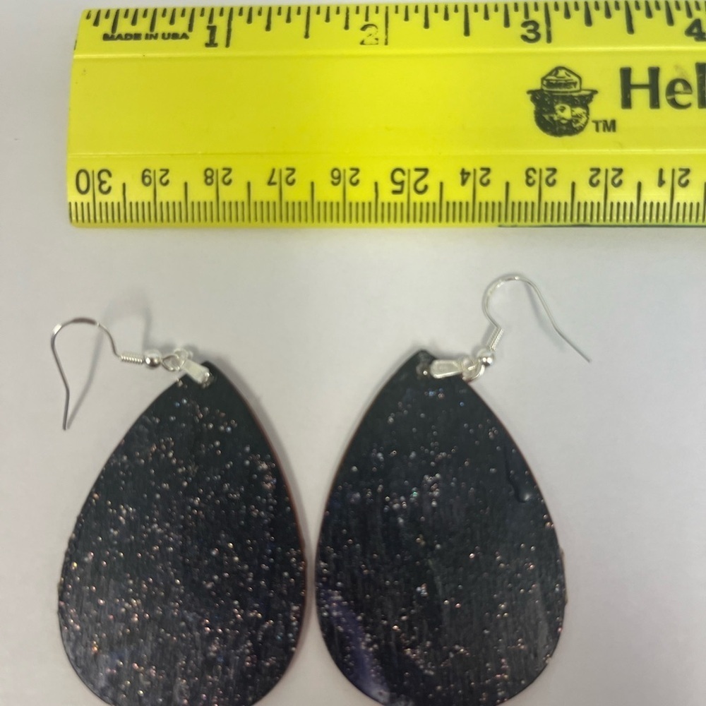 Black and Silver Statement Milky Way Earrings - Picture 4 of 4